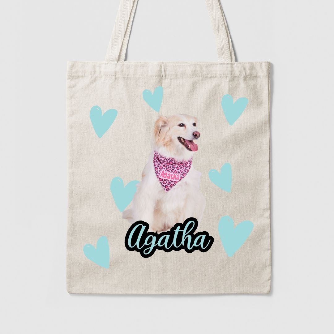 Tote bag personalizado "Mascota Corazones"