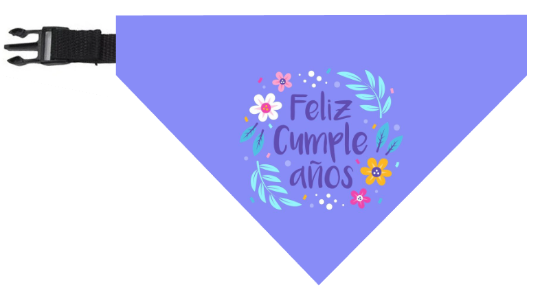 Bandana Feliz Cumpleaños flores  🎂